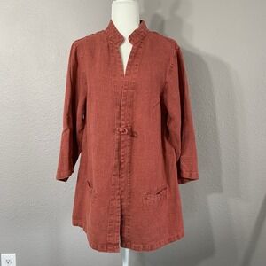 Dash Hemp Women's  Burnt Orange‎ 100% Hemp Tai Chi Jacket  Mandarin Collar Large
